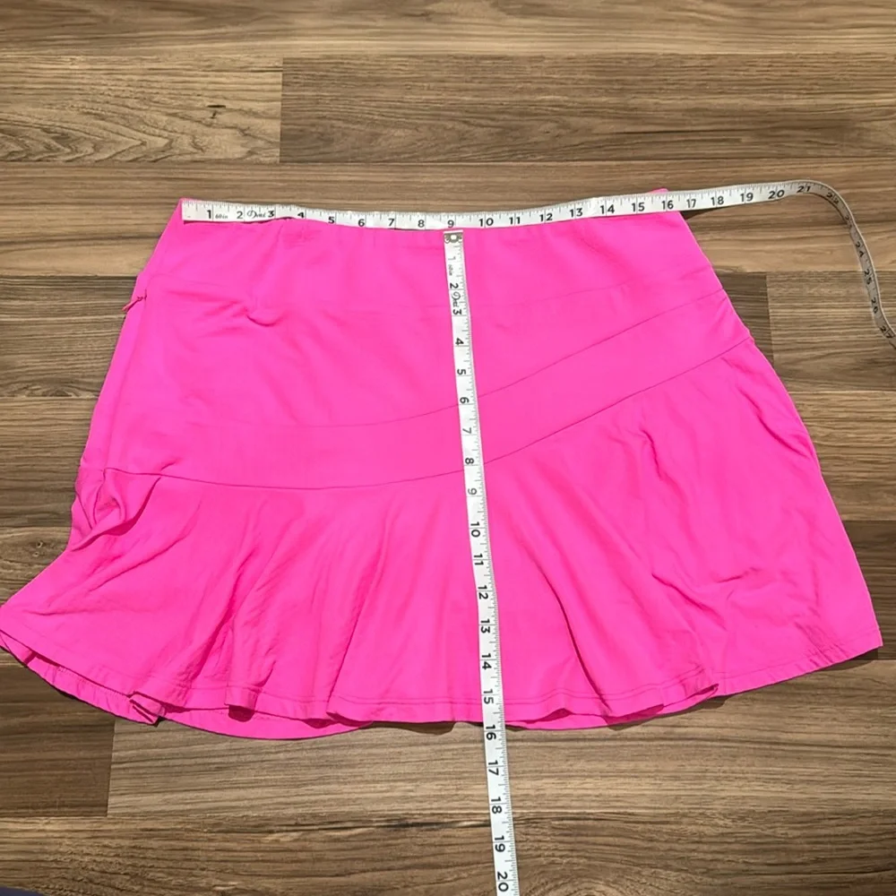 IBKUL Tennis Hot Pink UPF 50+ Mini Zip Pocket Pull On Flounce Skort Skirt L - Picture 11 of 13
